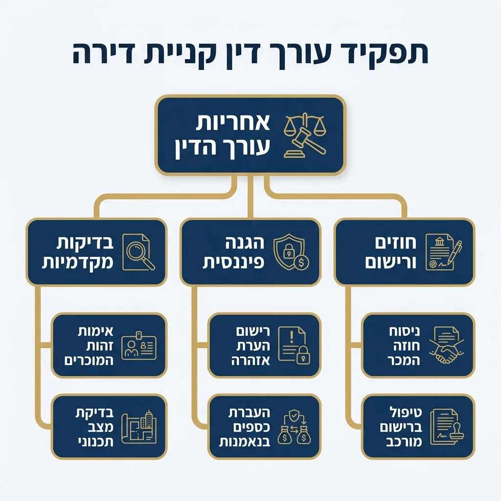 אינפוגרפיקה — תפקיד עורך דין קניית דירה: אחריות עורך הדין