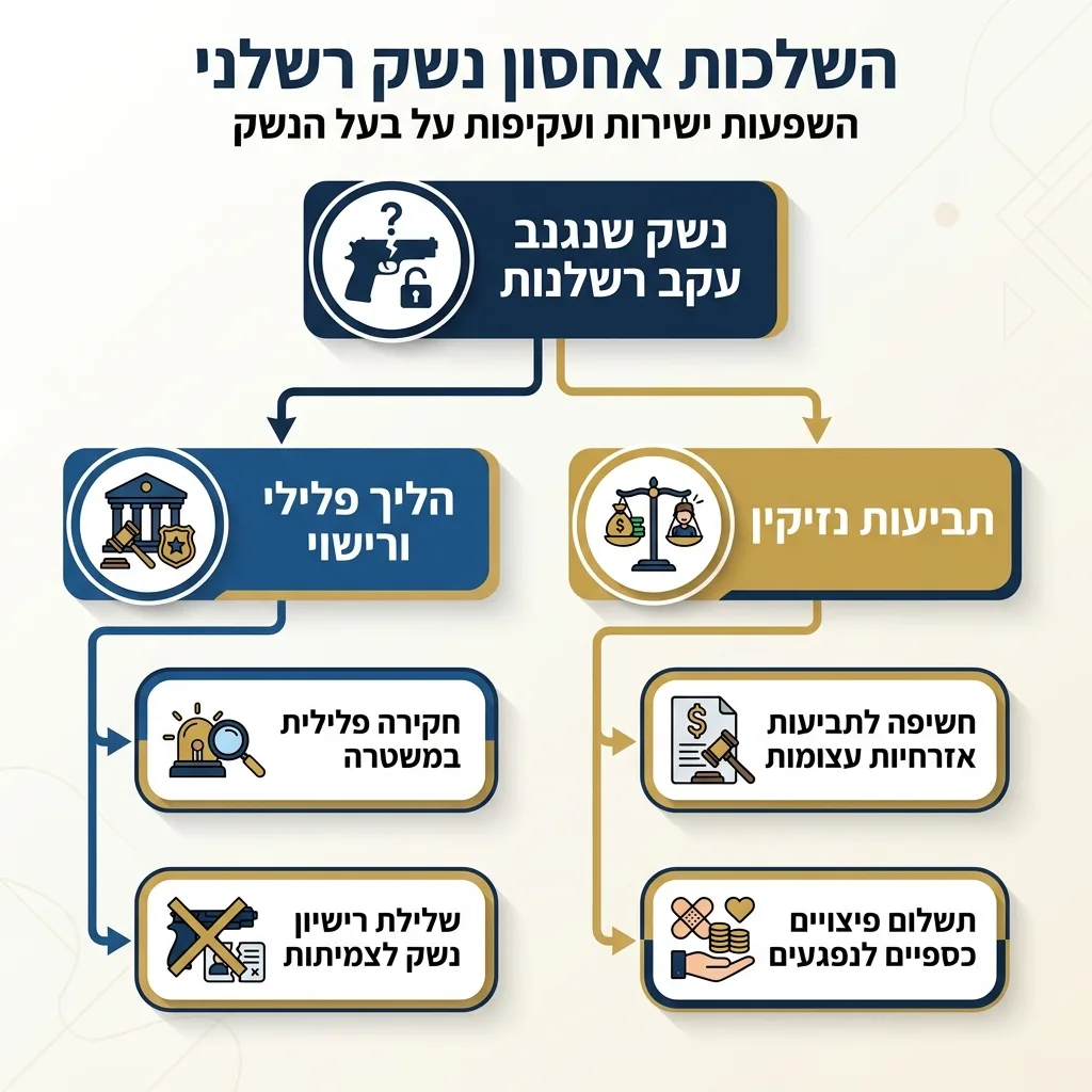 אינפוגרפיקה — השלכות אחסון נשק רשלני: נשק שנגנב עקב רשלנות