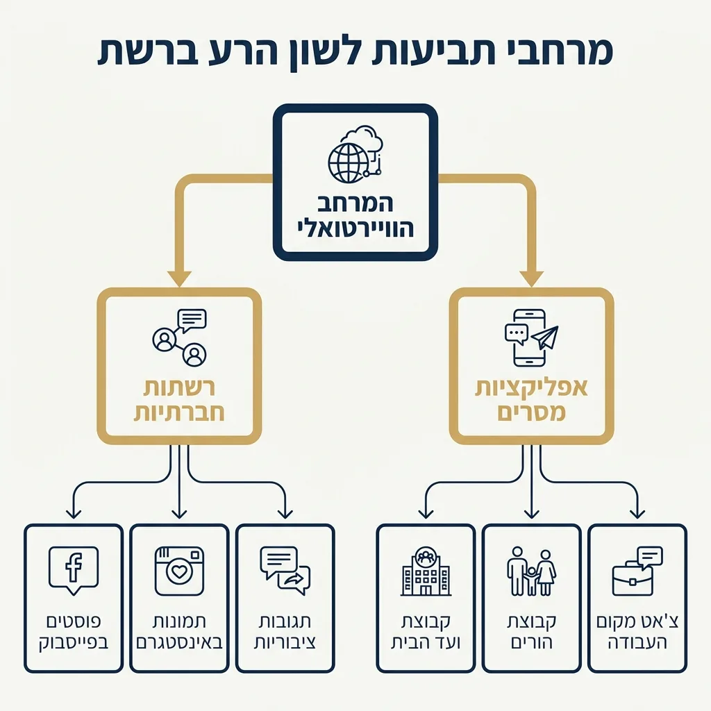 אינפוגרפיקה — מרחבי תביעות לשון הרע ברשת: המרחב הווירטואלי