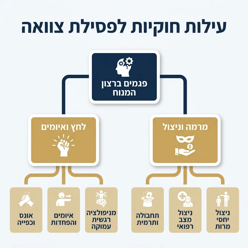 אינפוגרפיקה — עילות חוקיות לפסילת צוואה: פגמים ברצון המנוח