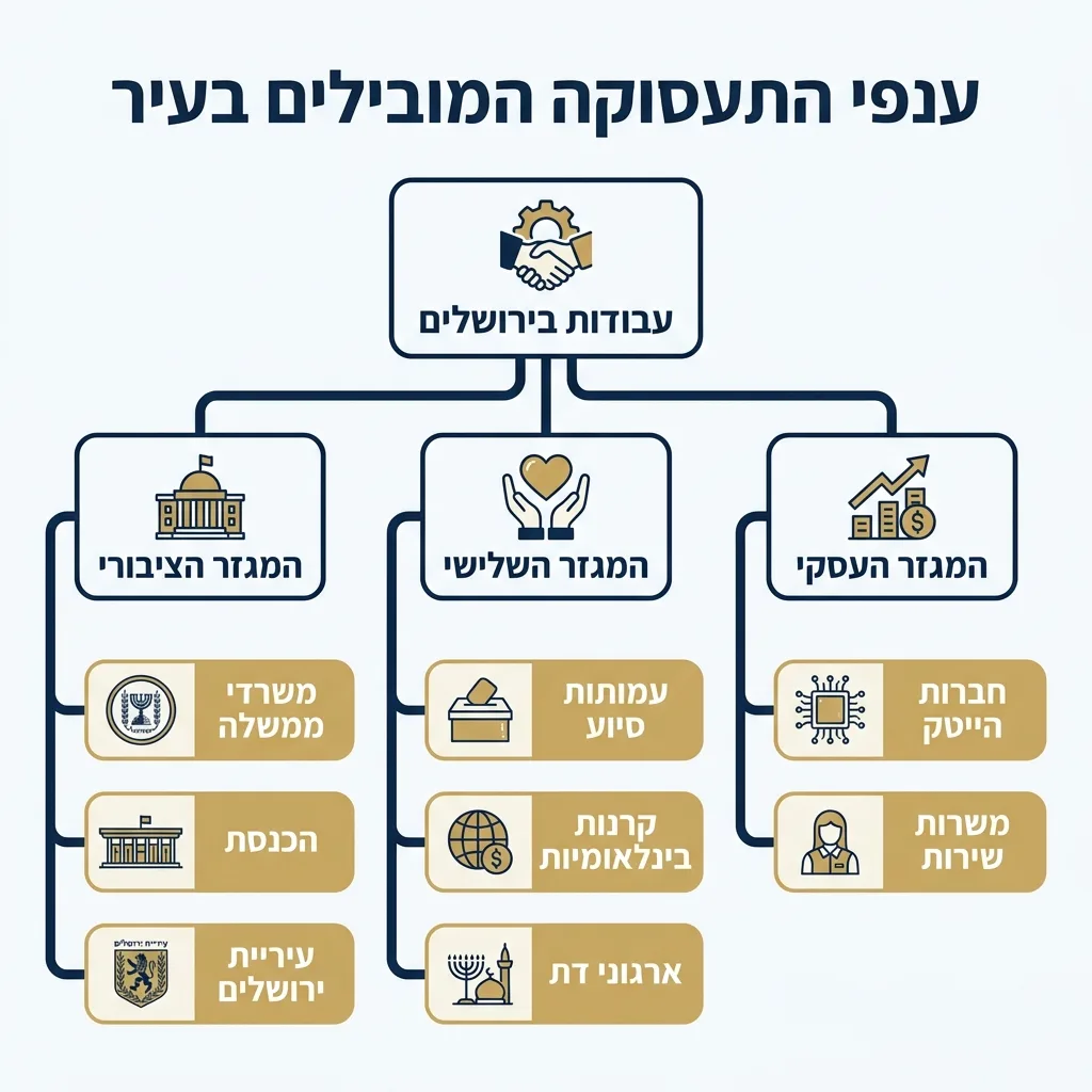אינפוגרפיקה — ענפי התעסוקה המובילים בעיר: עבודות בירושלים